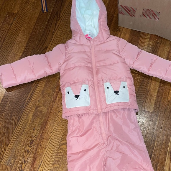 NWT CHILDRENS PLACE 5T 2piece snow suit set pink fox 🦊 winter jacket - Picture 7 of 9